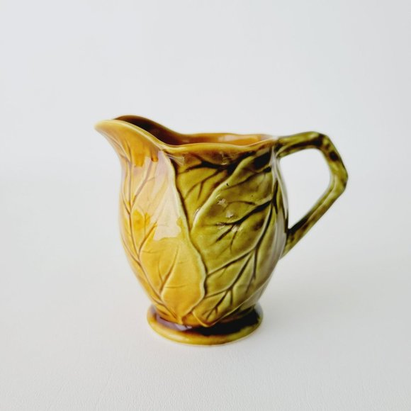 Vintage Royal Winton Grimwades Creamer with Embossed Leaves in Green/Brown Glaze - Picture 5 of 11